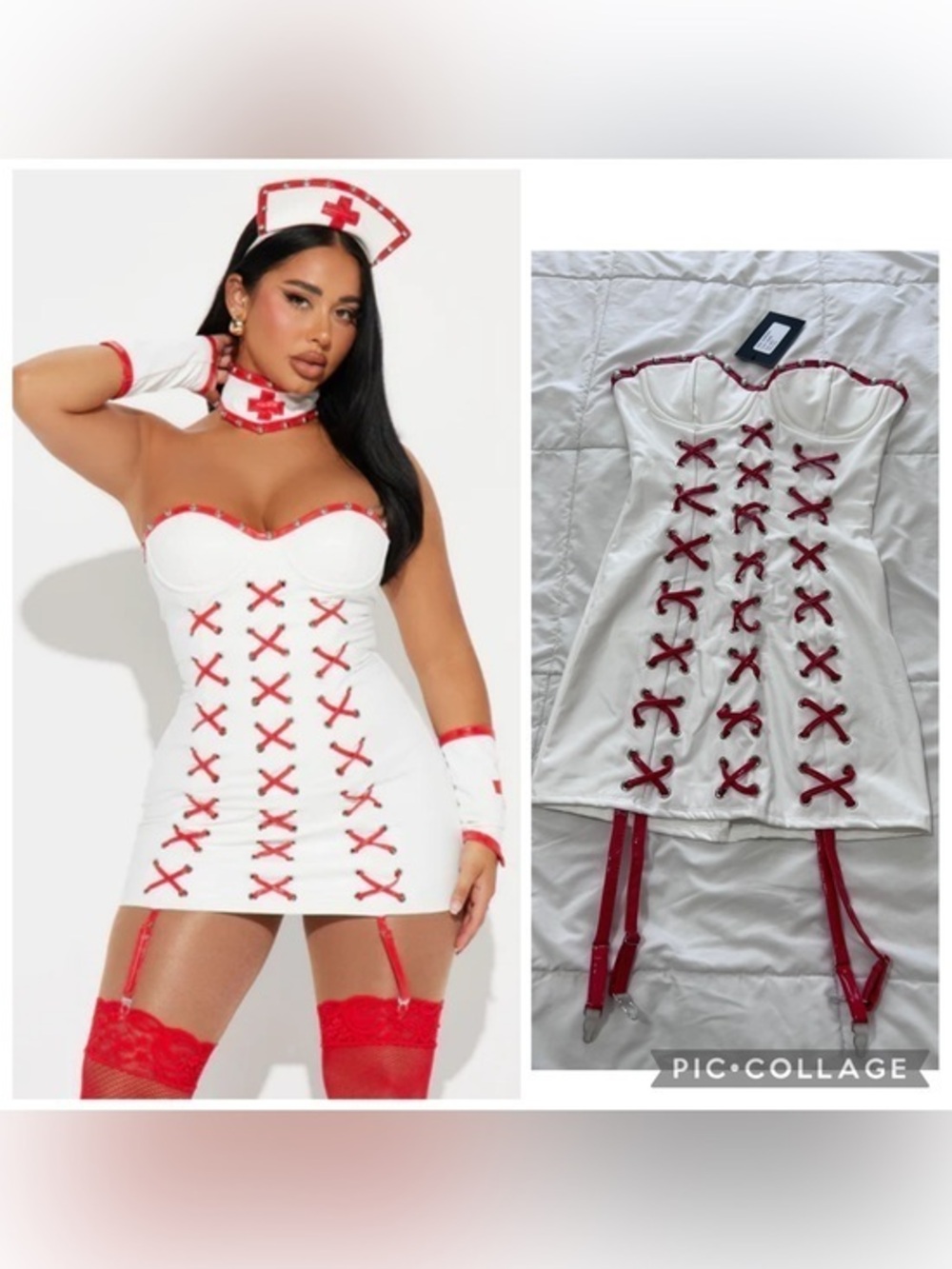 For play White & Red Nurse Lace-Up Costume Dress size XS/S